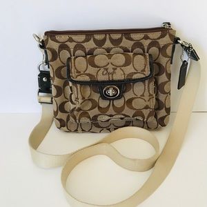 COACH Khaki Canvass Penelope Cross Body Bag
